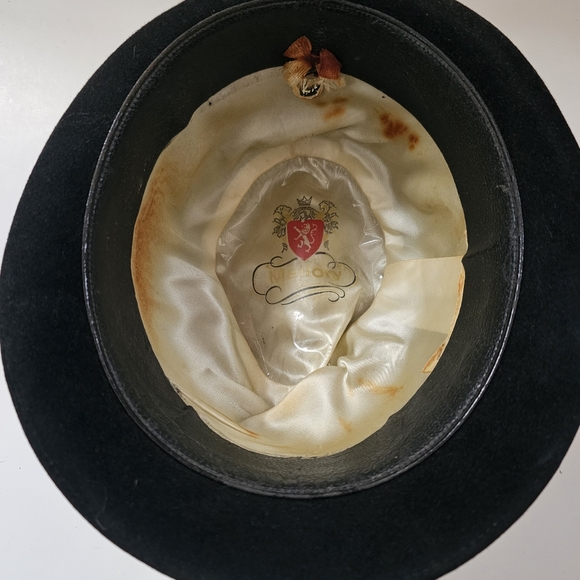 Vintage Mallory felt fedora black hat 1950s-1960s Retro style - Picture 6 of 15